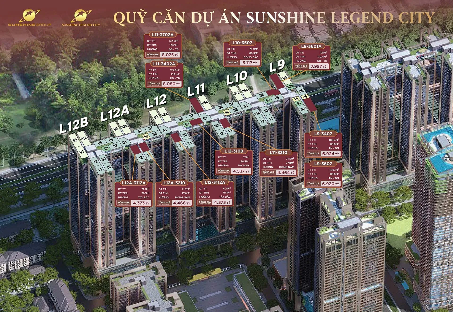 Bảng hàng dự án Sunshine Legend City Bảng hàng dự án Sunshine Legend City 2