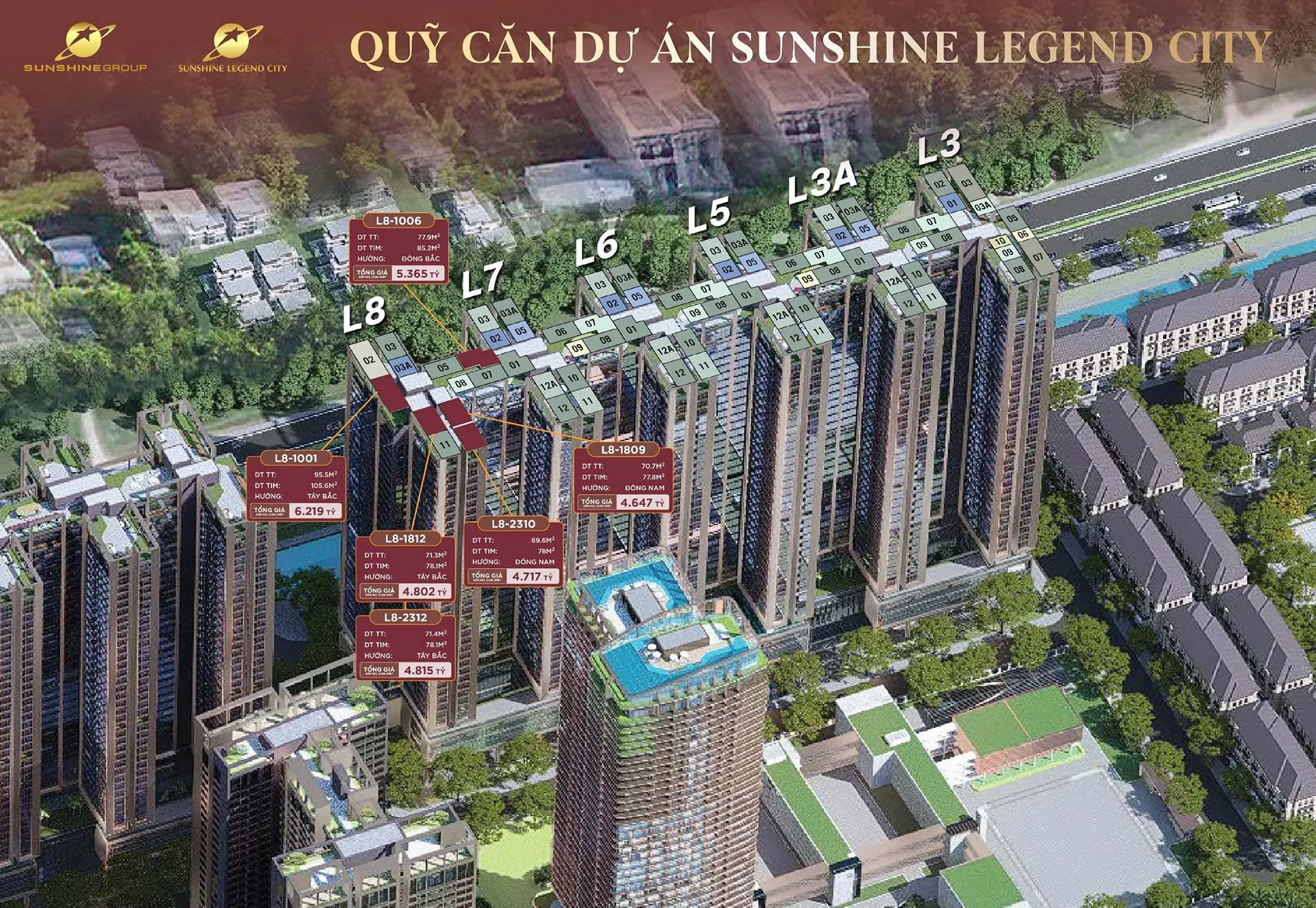 Bảng hàng dự án Sunshine Legend City Bảng hàng dự án Sunshine Legend City